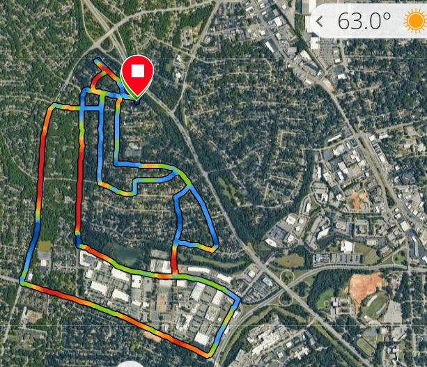 map of Hap's morning bike ride.