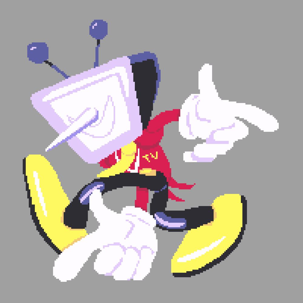 Tenna from Deltarune in the pose of Sonic Adventure's box art.