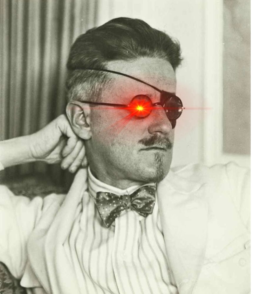 James Joyce pic with the eyepatch and one glowing red eye