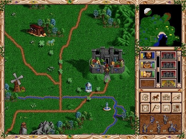 A screenshot of the map of Heroes of Might and Magic 2. 