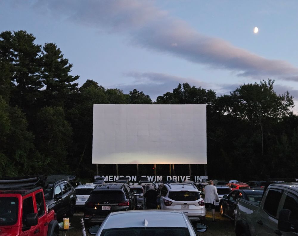A moonlit shot of the drive in.