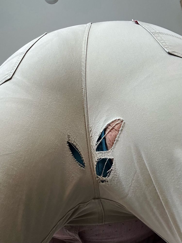 Ripped my work pants right where my balls could show