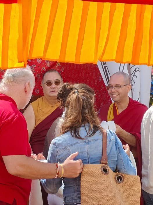 Shechen Rabjam Rinpoche, Gyurme Chökyi Senge, was born in 1967, as the grandson of Kyabjé Dilgo Khyentse Rinpoche. A dream that Dilgo Khyentse Rinpoche had one night while staying near the Bodhnath stupa indicated that his grandson was be the combined emanation of the three main lamas from Shechen Monastery who had all perished in Chinese prisons in the early sixties—the previous Shechen Rabjam, Shechen Kongtrul and Shechen Gyaltsap, Gyurme Pema Dorje. This was later confirmed by the Sixteenth Karmapa.
Shechen Rabjam began receiving teachings from his grandfather, who raised him, at the age of three. During twenty-five years, he received teachings and empowerments and attended drupchen with Dilgo Khyentse Rinpoche. He first went to the West with him in 1976.
