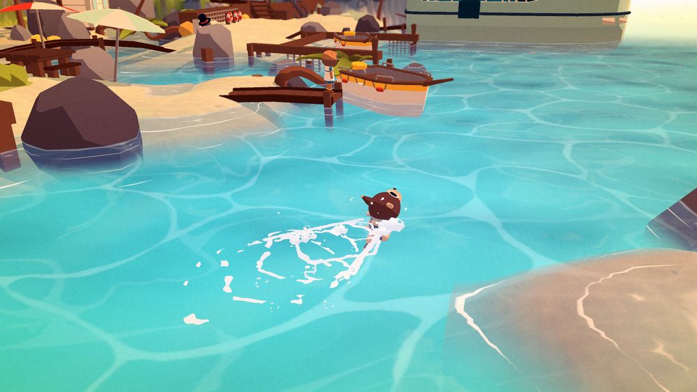 Doggie paddling between islands