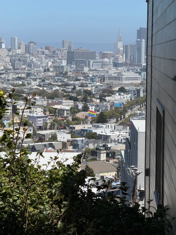 View of the Castro and the city's skyline, from Acme Alley