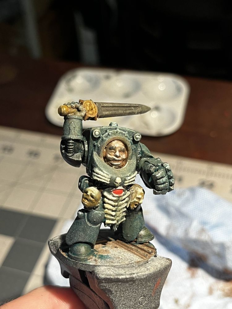 an "oldhammer" style terminator painted in oils