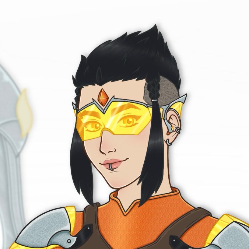 [ Face zoom, regular eyes and visor on version ]
Art reference of Gwen Sylvestre, Overwatch 2 OC sona (support hero, healer) belonging to Klemency Drake.