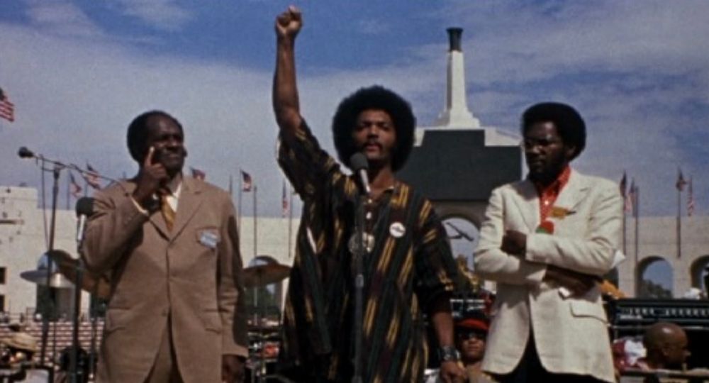 A scene from the documentary concert film, “Wattstax,” featuring Rev. Jesse Jackson 