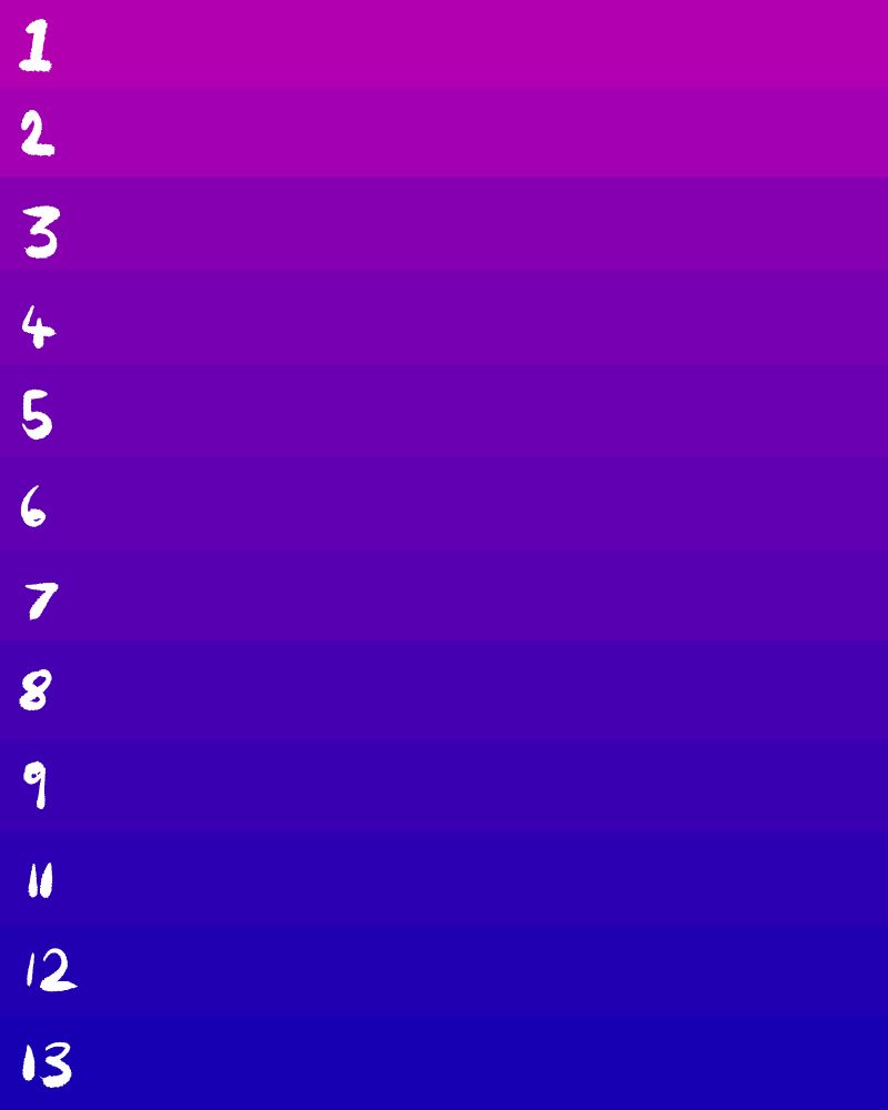 Gradual colours from pink to blue