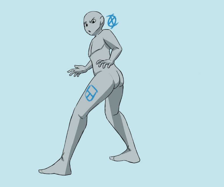 pose reference of a persone turning around as if the'yr looking at someone looking up at their but