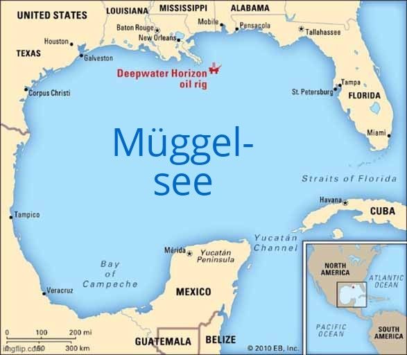 Karte des Golfs von Mexiko.
Dort steht aber "Müggelsee".