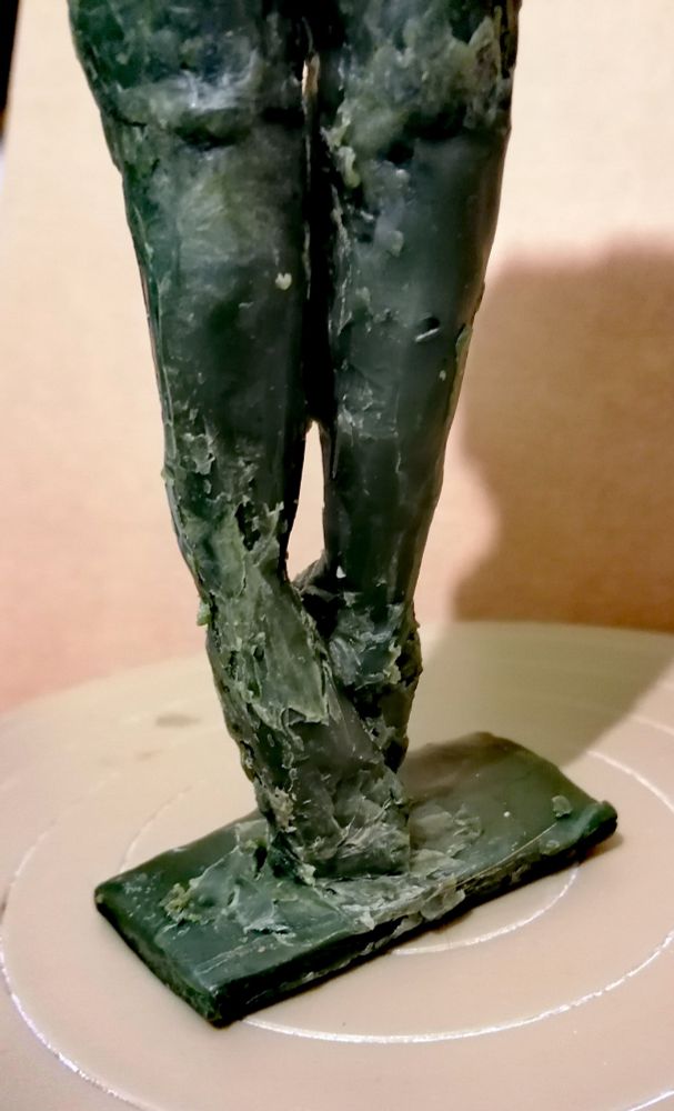 Sculpted dancer feet in wax.