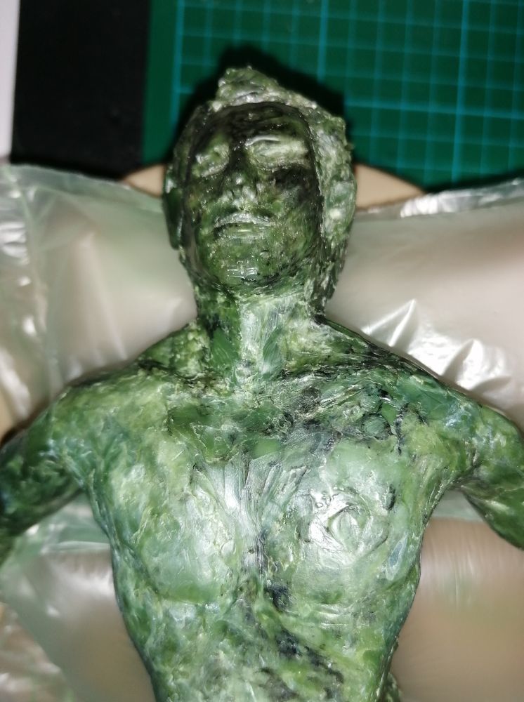 Work in progress male nude dancer life sculpture in wax by Isobel Starling 