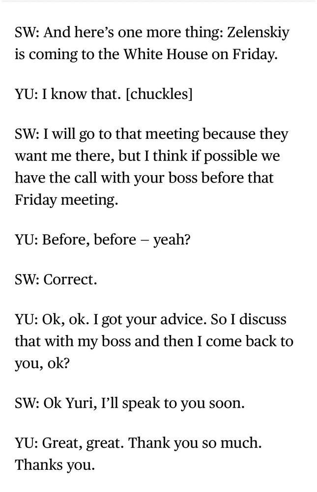 Ein Gespräch zwischen Yuri Ushakov und Steve Witkoff. 