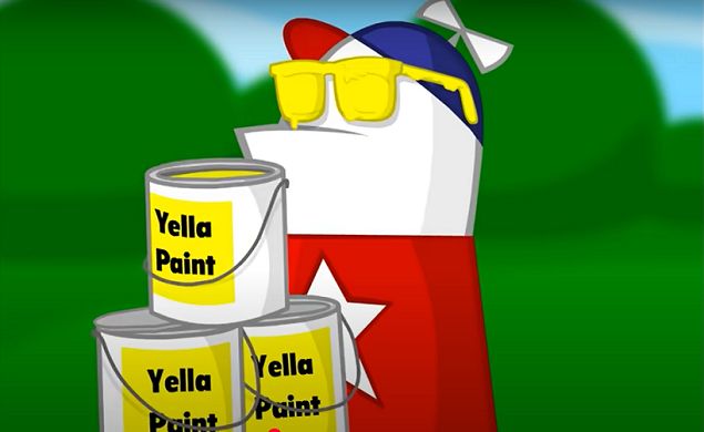 Homestar Runner with yellow paint