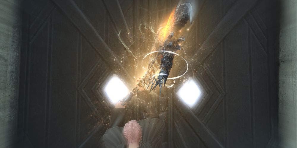 Azirphale brings her axe down onto the door 