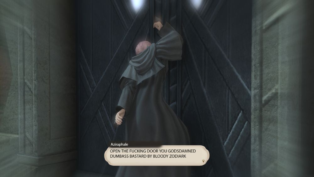 Aziraphale: OPEN THE FUCKING DOOR YOU GODSDAMNED DUMBASS BASTARD BY BLOODY ZODIARK 