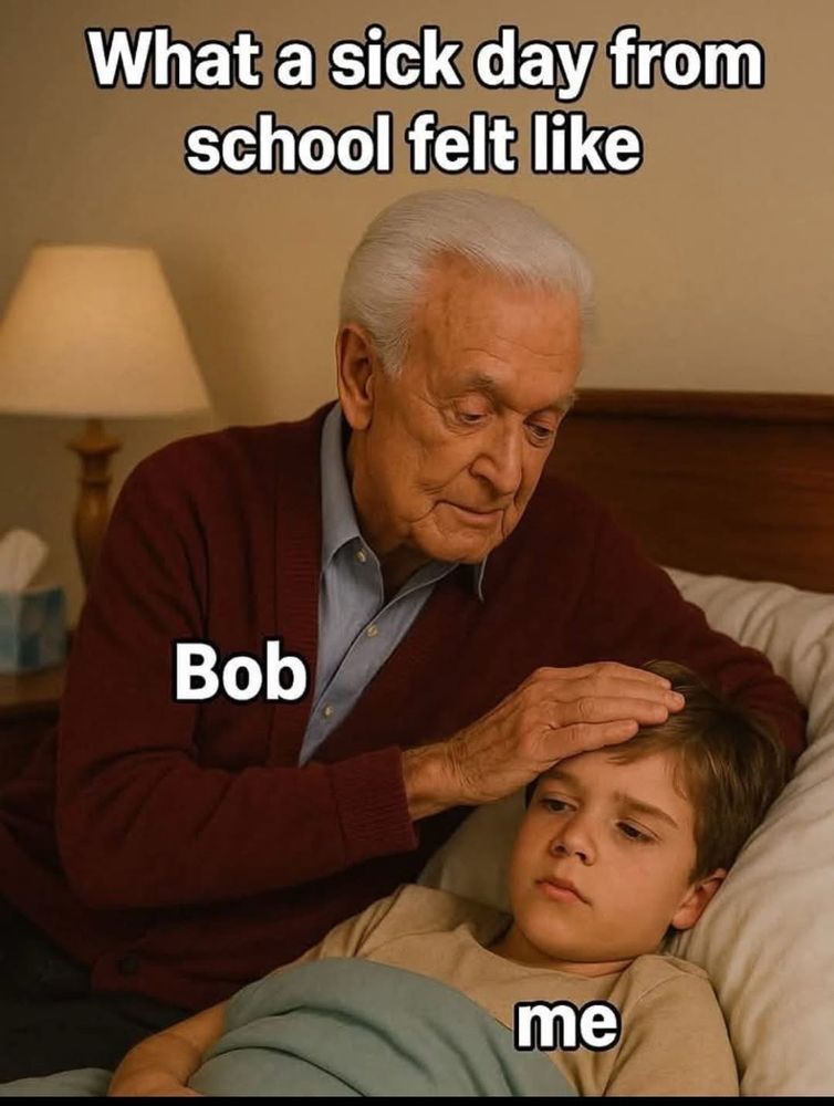 AI generated image of Bob Barker consoling a sick child.