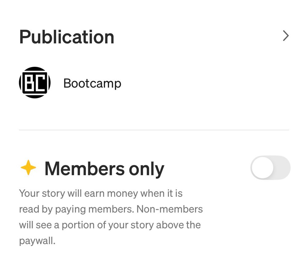 A screenshot of Medium settings showing the paywall is off. 
