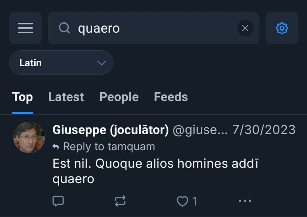 Imago applicationis. Quaero verbum 'quaero' et sub illo est titulus qui dicit "Latin" Anglice (linguam Latinam)