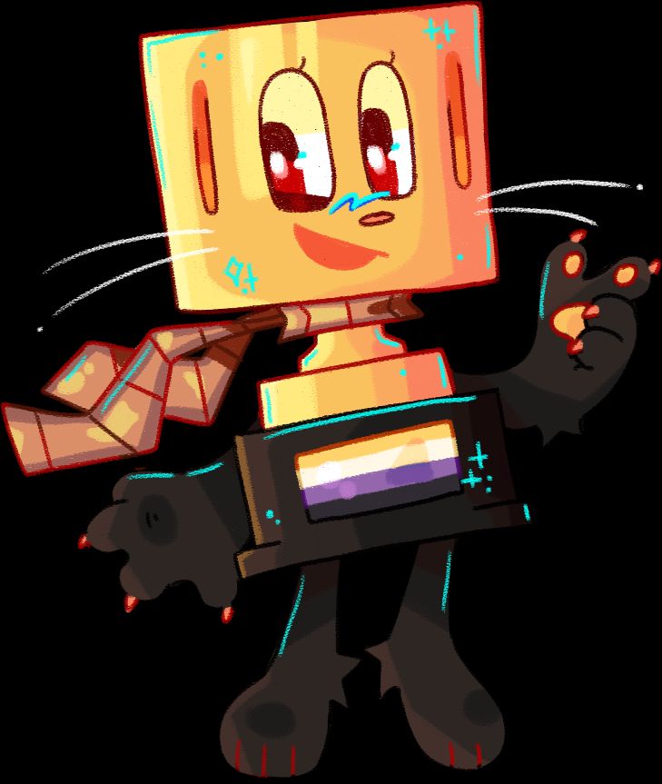 my object sona named reel! they are a golden zoetrope trophy with a film reel scarf and a nonbinary flag plaque