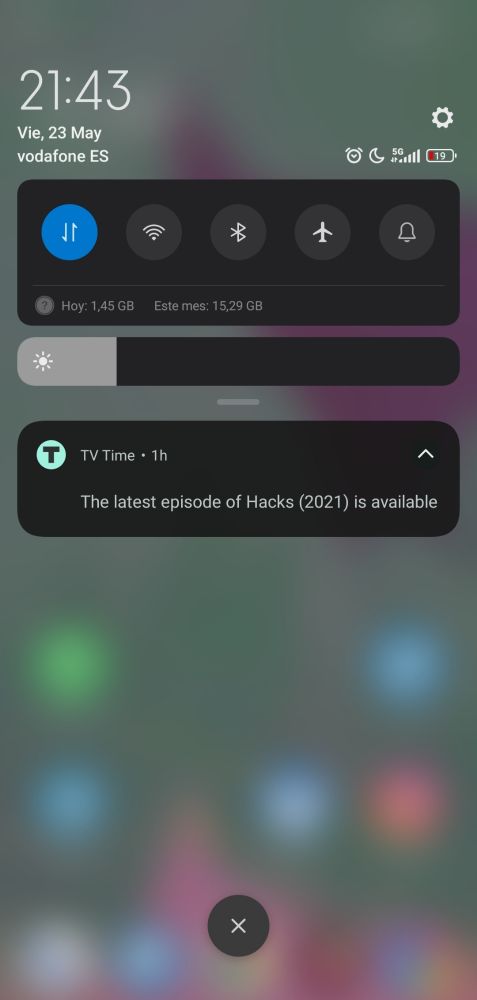 Notificación tvtime informando de que el último capítulo de hacks ya está disponible 