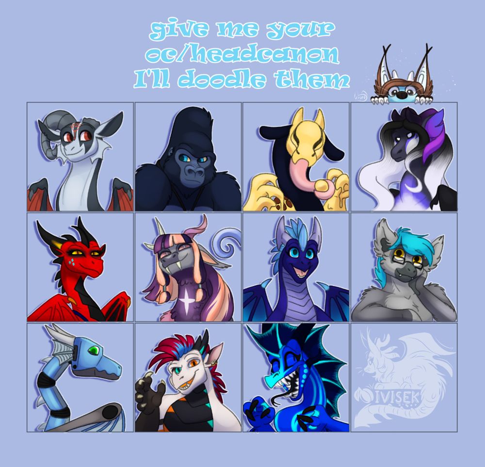 Various character in squares
