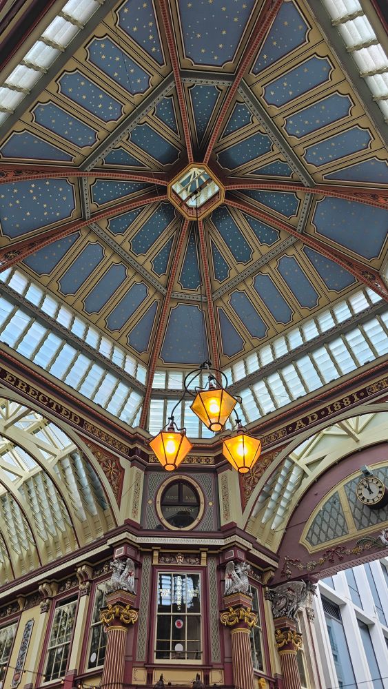 The blow vaulted ceiling with painted stars.