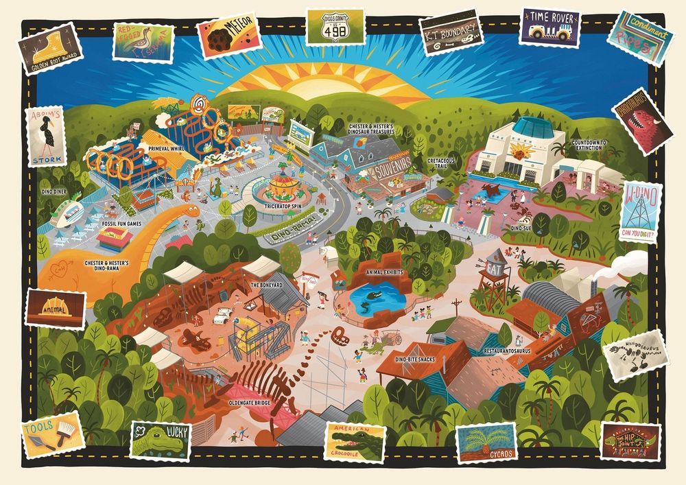 Illustrated map of Dinoland USA