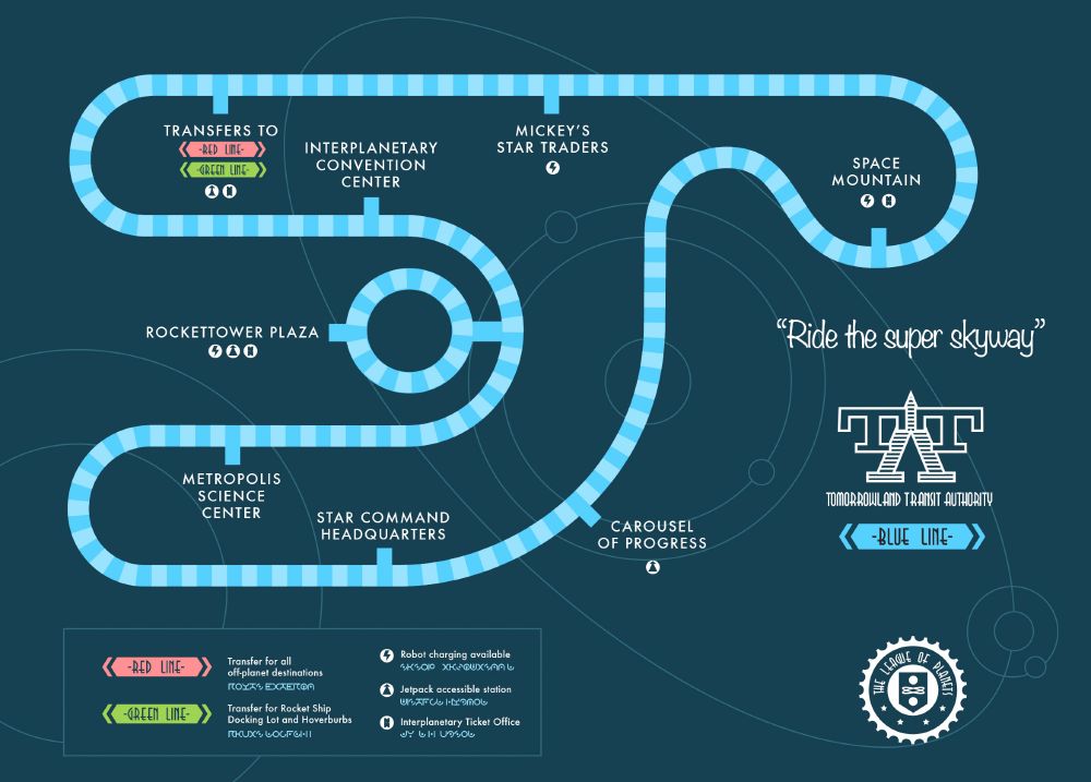 A map of the Tomorrowland Transit Authority.