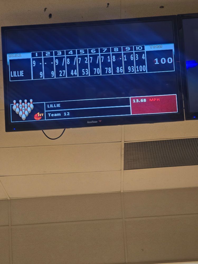a game of bowling with a score of 100