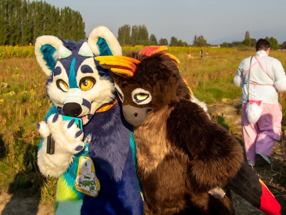 Another photo of the pair looking at the phone.