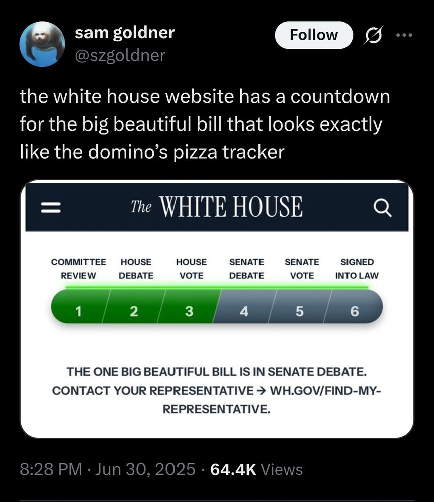Twitter screenshot of Big Bill tracker