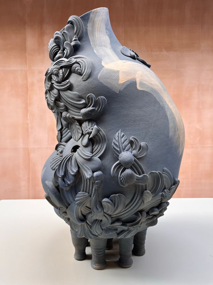 Ceramic sculpture by Jo Taylor. Part of her 2025 “(Not) Guilty Pleasures” series shown at the British Ceramics Biennale 