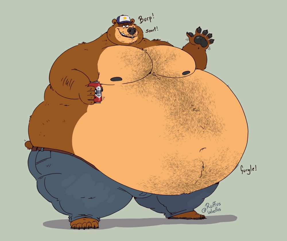 Ever wonder what Barry the blob bear is like in non-blob/goo form ? Well, here he is! Believe it or not this is what Barry used to look like (but with a more muscular built) before he became a huge gooey slime beast! Something to blend in with the crowd and just in case if people freak out as seeing a goo bear blob. Mostly during the day is seen lazing around the apartment chugging beer and sleeping all day. And yes, he walks around only with his pants, no shirt cuz it will make him "too hot". ONLY at his bouncing job where he can be himself in full blob form.

