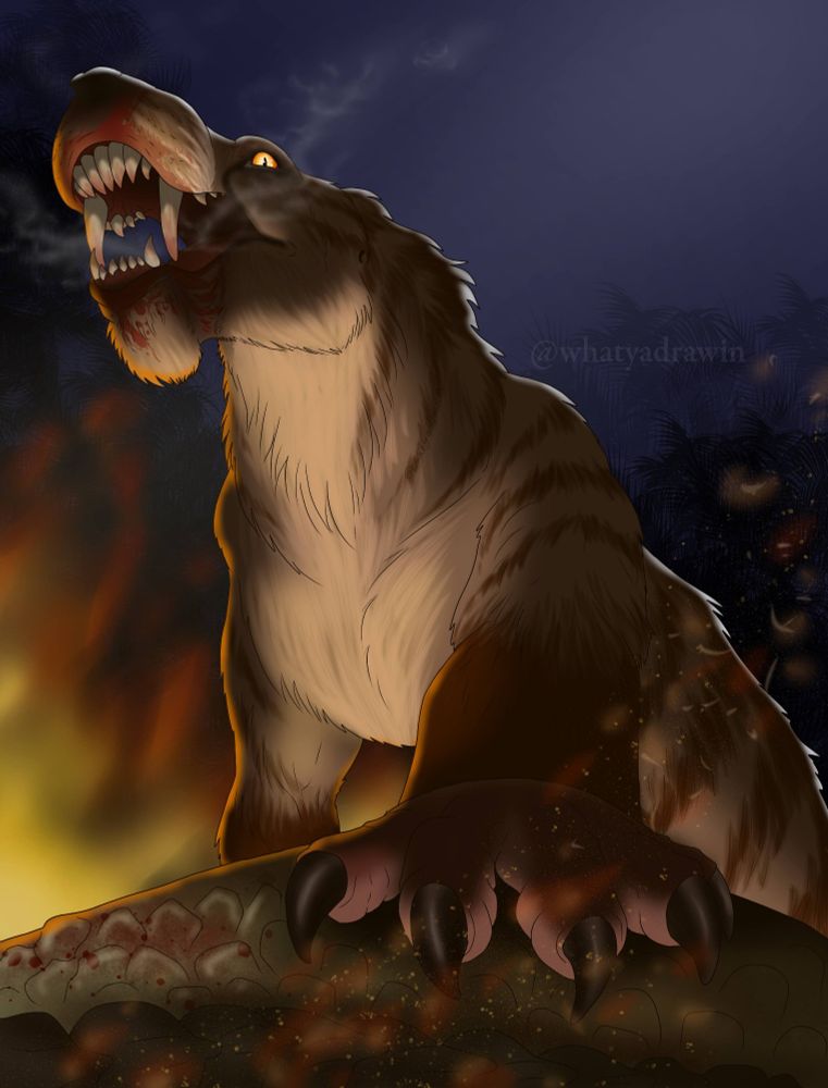 POV: you are a scutosaurus fleeing a fire in the late permian era, but you got caught by a gorgonopsid. The deadly inostrancevia alexandri.