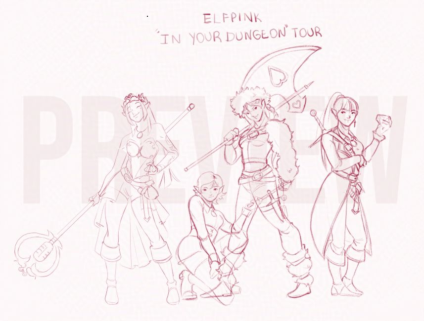 WIP! Featuring my dnd OC party of elves "ELFPINK"