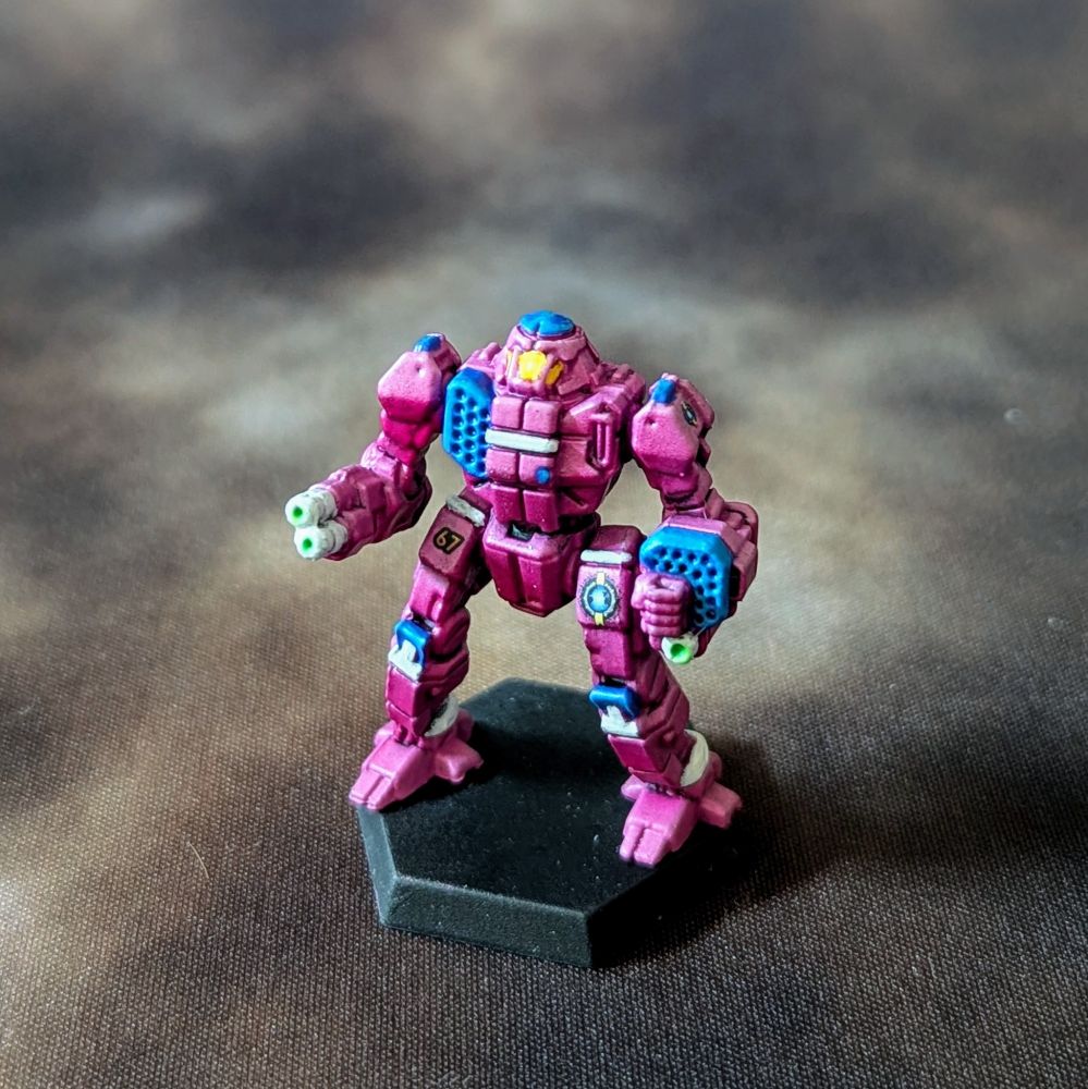 Republic of the Sphere Trebuchet painted up in Trans flag colors. 