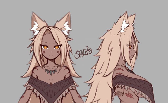 A New Tribal Wolfgirl OC (WIP).  