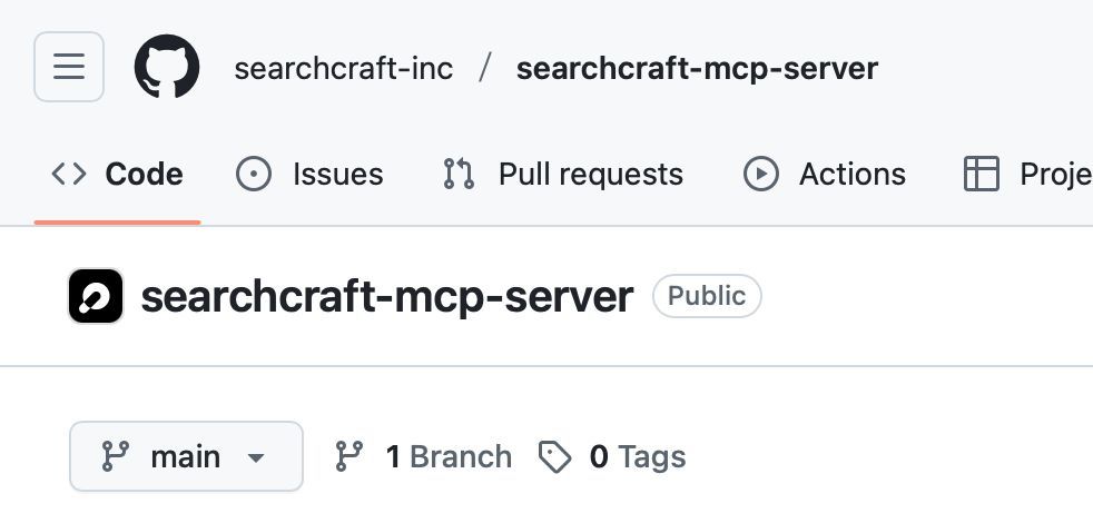 Screenshot of the Searchcraft MCP server GitHub page.