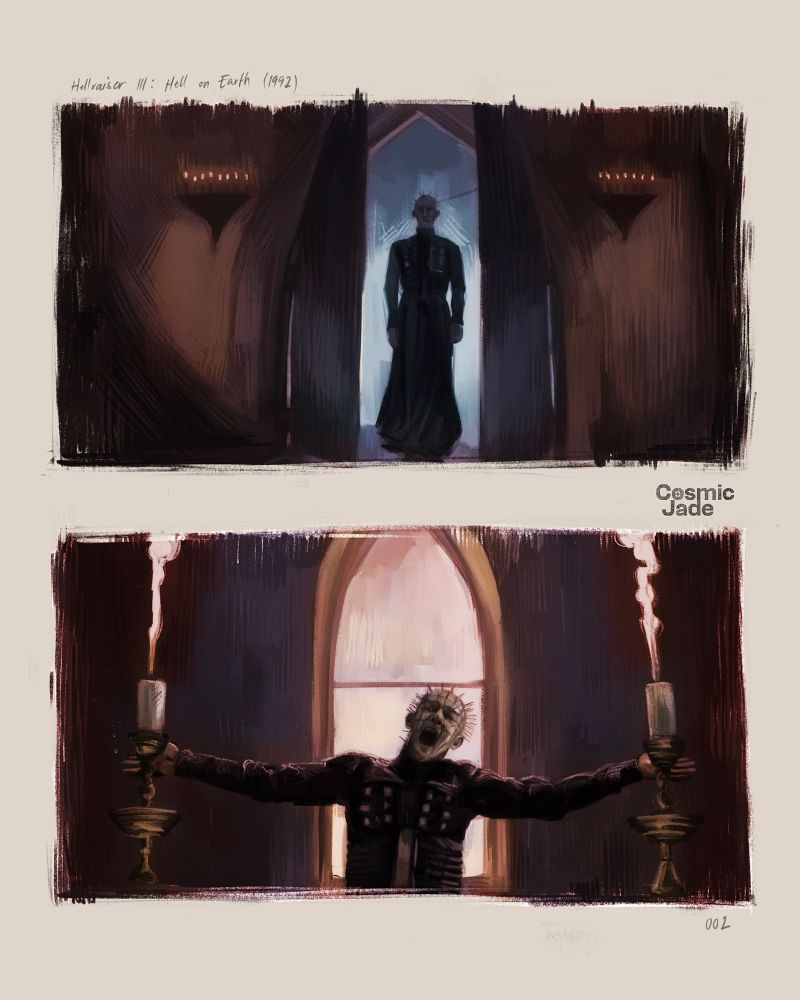 digital art studies of 2 shots from Hellraiser III: Hell on Earth 