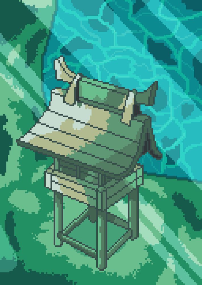 Japanese Shrine Daylight Forest Pixel Art