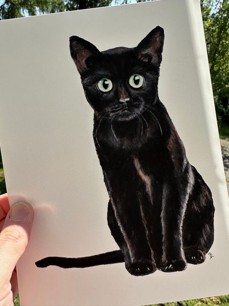 Zase budu občas takhle večer ukazovat nějaký svoje obrázky - tohle je Černá kočka a jeden tisk mám  ❤️👇