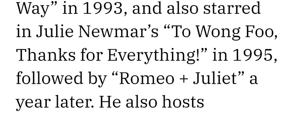 A screenshot of text from an article on Variety about John Leguizamo reads 