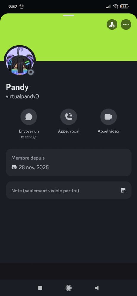 screenshot of a profile for a Discord account pretending to be virtualpandy but the username is "virtualpandy0" which is not correct. the profile picture is the same one pandy uses on VGen