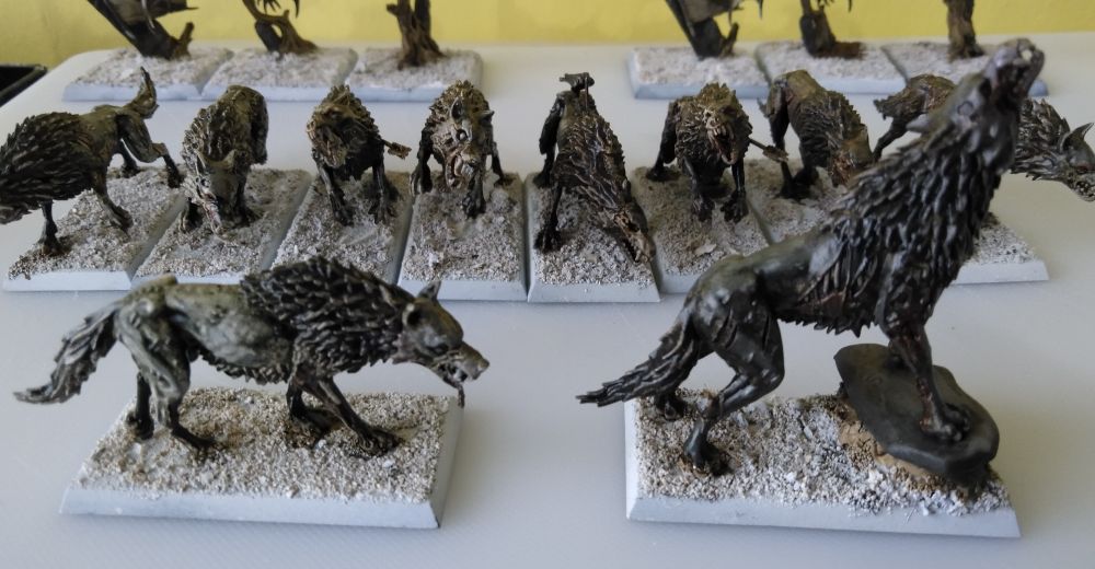 The previous models, with the first and last painted in the foreground.