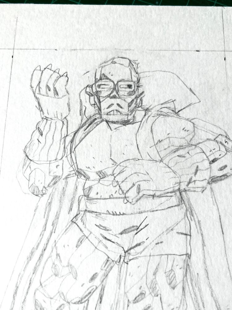 Pencil drawing of Jack Kirby’s gray gargoyle 