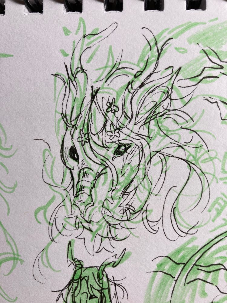 A doodle of fauna from hololive but an actual kirin!