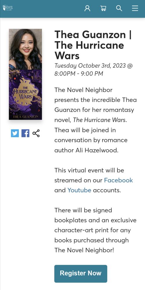 Screenshot of the event information