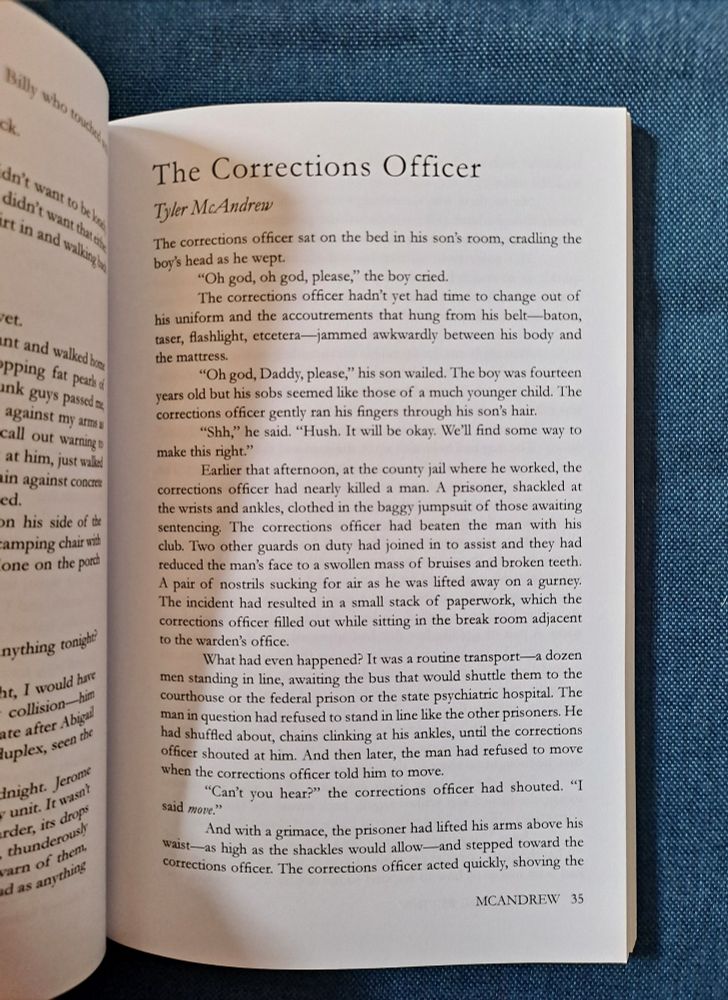 the first page of my short story, "the corrections officer"